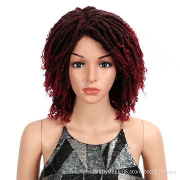 14 Inch Soft Short Synthetic Wigs For Black Women 14"Inch High Temperature Fiber Dreadlock Ombre Burg Crochet Twist Hair